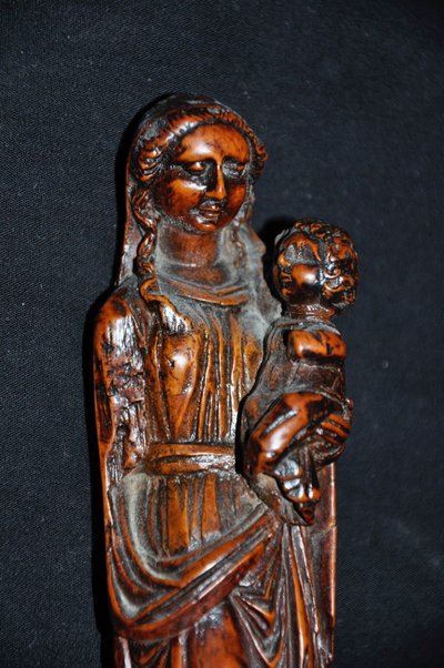 Scultura religiosa Vergine col Bambino Legno XVII secolo