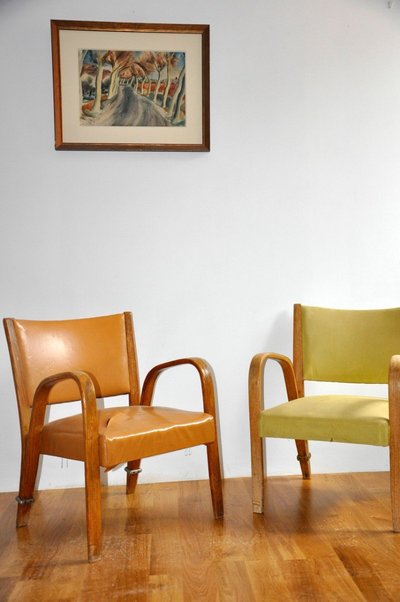 Paire de fauteuil Bow-Wood édition Steiner circa 1950
