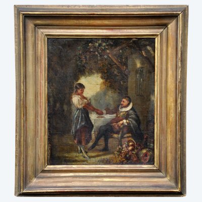 Huile sur carton signature illisible XIXe siècle