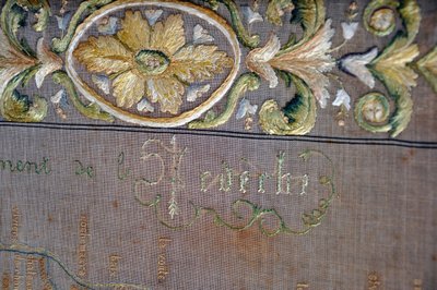 Embroidered map of the Drôme department from the early 19th century