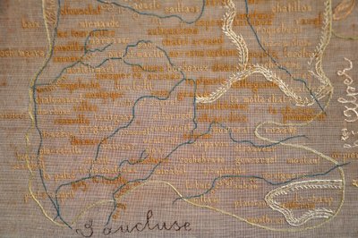 Embroidered map of the Drôme department from the early 19th century