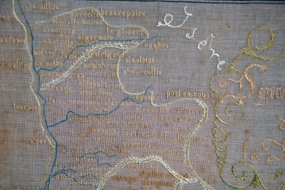 Embroidered map of the Drôme department from the early 19th century