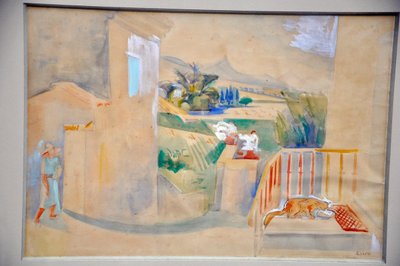 André Lhote Acquarello Circa 1930 Paesaggio del villaggio di Cliousclat
