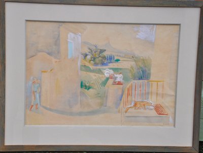 André Lhote Acquarello Circa 1930 Paesaggio del villaggio di Cliousclat