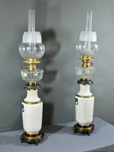 Lampes à Pétrole en Céramique, Maison Numberger-Lemonon – Milieu XIXe