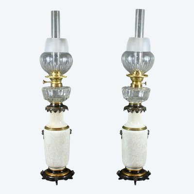 Lampes à Pétrole en Céramique, Maison Numberger-Lemonon – Milieu XIXe