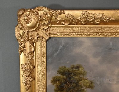 Bedeutendes Ölgemälde "Au bord de l'eau" signiert Dagny - Anfang XIX.