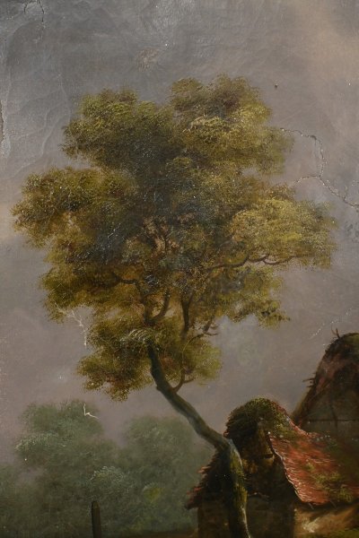 Bedeutendes Ölgemälde "Au bord de l'eau" signiert Dagny - Anfang XIX.