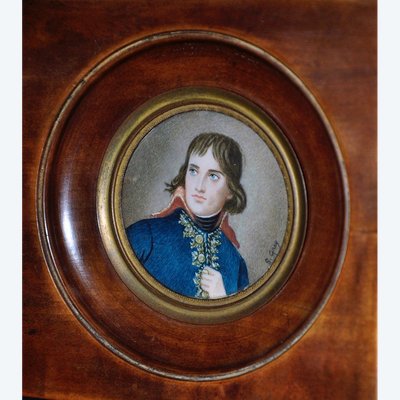 Miniatura ad acquerello firmata S. Gray Ritratto dell'imperatore metà del XIX secolo