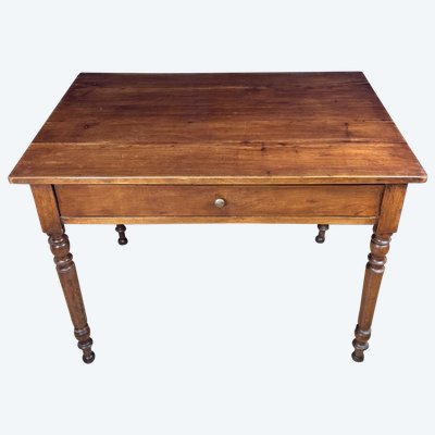 Bureau plat époque Louis Philippe en noyer et hetre vers 1830