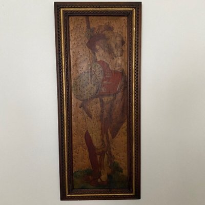 Pair of painted wood panels in the taste of the Haute Epoque, wood frame