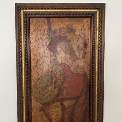 Pair of painted wood panels in the taste of the Haute Epoque, wood frame