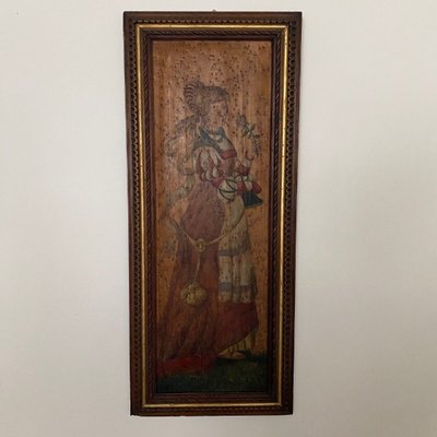 Pair of painted wood panels in the taste of the Haute Epoque, wood frame