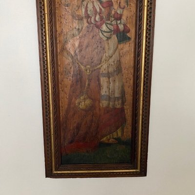 Pair of painted wood panels in the taste of the Haute Epoque, wood frame