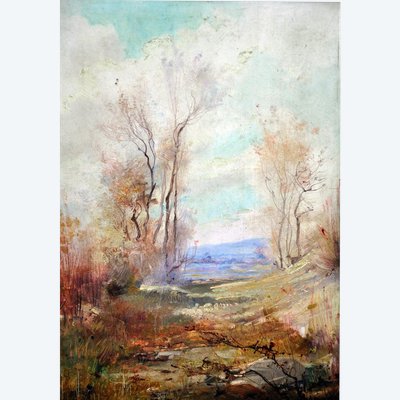 Ageron,louis, Oil on cardboard, landscape, early 20th century