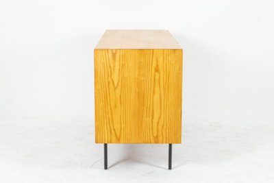 Ash low sideboard with sliding doors. 1960s. LS61591108C