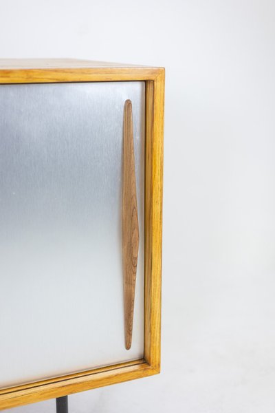 Ash low sideboard with sliding doors. 1960s. LS61591108C