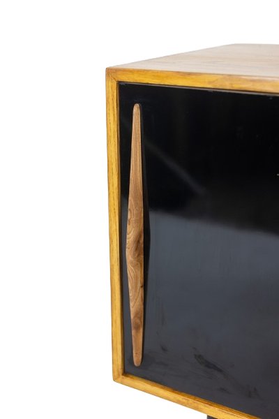 Ash low sideboard with sliding doors. 1960s. LS61591108C