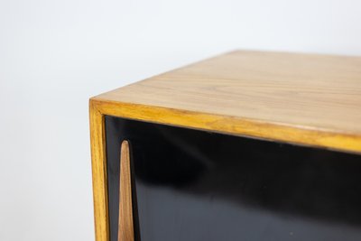Ash low sideboard with sliding doors. 1960s. LS61591108C