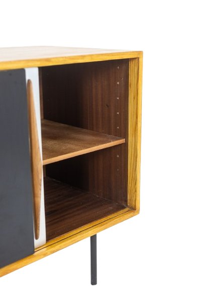 Ash low sideboard with sliding doors. 1960s. LS61591108C