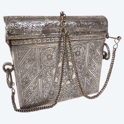 Moroccan silver Quran box Hegira 1333 Star flowers Morocco 370gr XXth century