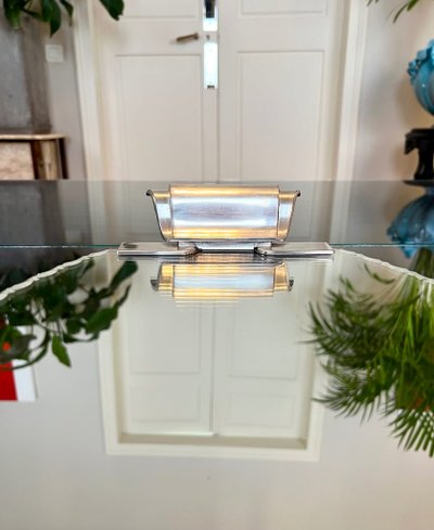 Art Deco Serving Tray With Mirror And Metal Handles - 20th century