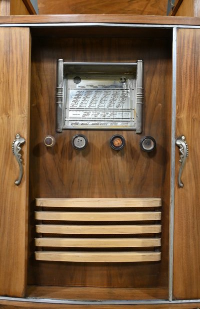 Mobile musicale per radio con lettore di dischi, Art Déco - 1950