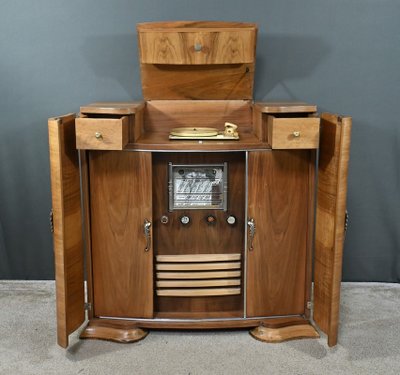 Mobile musicale per radio con lettore di dischi, Art Déco - 1950