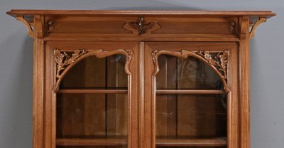 Blond mahogany bookcase, Art Nouveau - Early 20th century