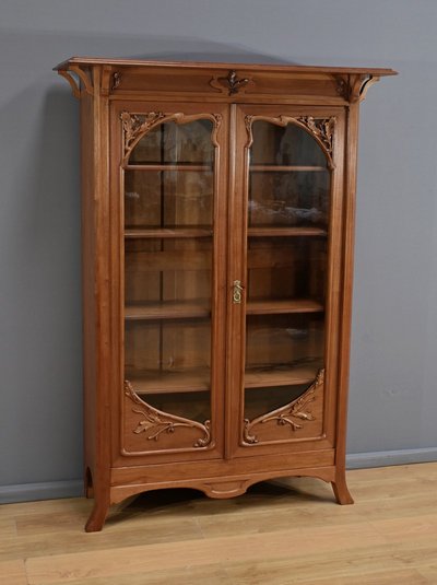 Blond mahogany bookcase, Art Nouveau - Early 20th century