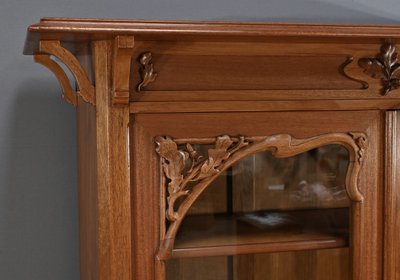 Blond mahogany bookcase, Art Nouveau - Early 20th century