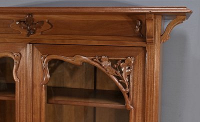 Blond mahogany bookcase, Art Nouveau - Early 20th century
