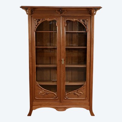 Blond mahogany bookcase, Art Nouveau - Early 20th century
