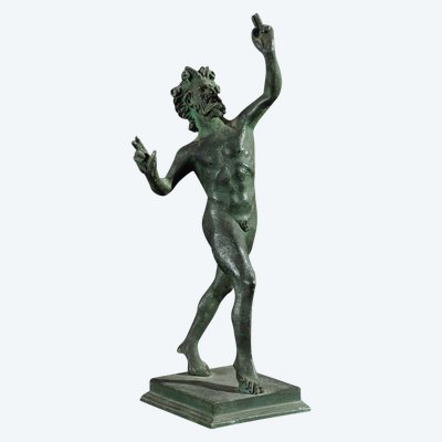 Bronzo con patina Faune de Pompéi in stile Barbedienne XIX secolo