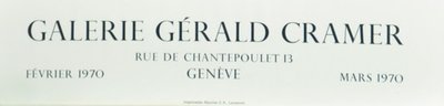 Affiche d'Exposition Marc Chagall Galerie Gérald Cramer Genève 1970
