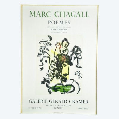 Affiche d'Exposition Marc Chagall Galerie Gérald Cramer Genève 1970