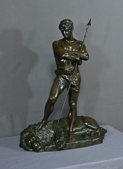 Importante bronzo "Il cacciatore di leoni" di H. Fugère - Fine XIX secolo