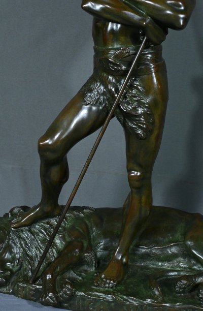 Importante bronzo "Il cacciatore di leoni" di H. Fugère - Fine XIX secolo