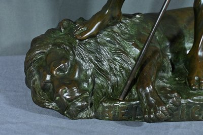Importante bronzo "Il cacciatore di leoni" di H. Fugère - Fine XIX secolo