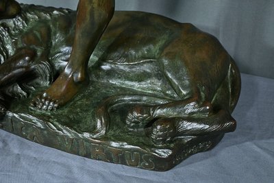 Importante bronzo "Il cacciatore di leoni" di H. Fugère - Fine XIX secolo