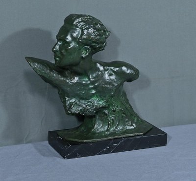 Bronzo "Jean Mermoz" di F. Focht, Art Déco - 1930