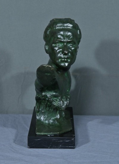 Bronzo "Jean Mermoz" di F. Focht, Art Déco - 1930