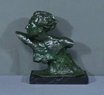 Bronzo "Jean Mermoz" di F. Focht, Art Déco - 1930