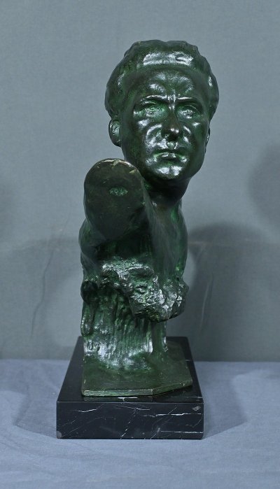 Bronzo "Jean Mermoz" di F. Focht, Art Déco - 1930