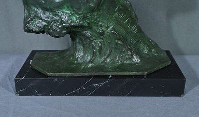 Bronzo "Jean Mermoz" di F. Focht, Art Déco - 1930