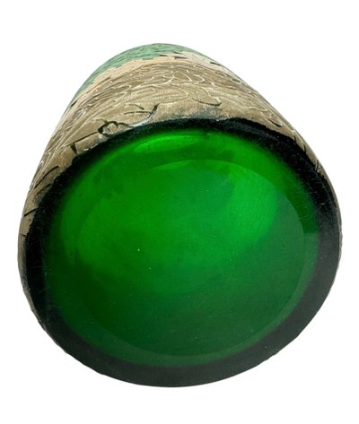 Legras Imperial Green Series vase with oak leaf design