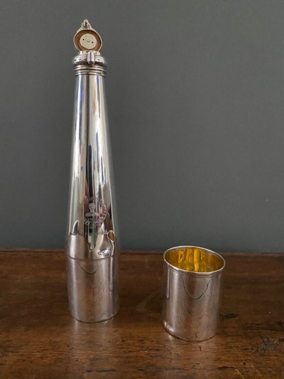 Silver hunting flask Asprey William Thomas Wright and Frederick Davies