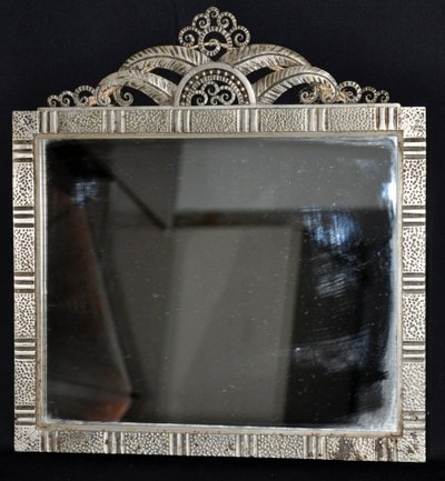 Wrought-iron mirror signed Fournet, hammered and riveted circa 1930