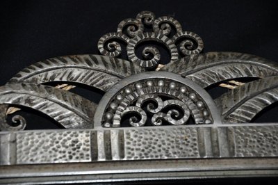 Wrought-iron mirror signed Fournet, hammered and riveted circa 1930