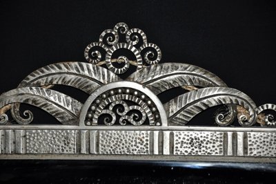 Wrought-iron mirror signed Fournet, hammered and riveted circa 1930